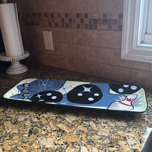 CLAY ART BOWL-O-RAMA HAND PAINTED SERVING TRAY - Picture 5 of 7